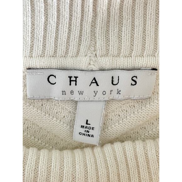 Chaus New York Cream Winter White Cowl Neck Sweater Dress - Picture 3 of 5